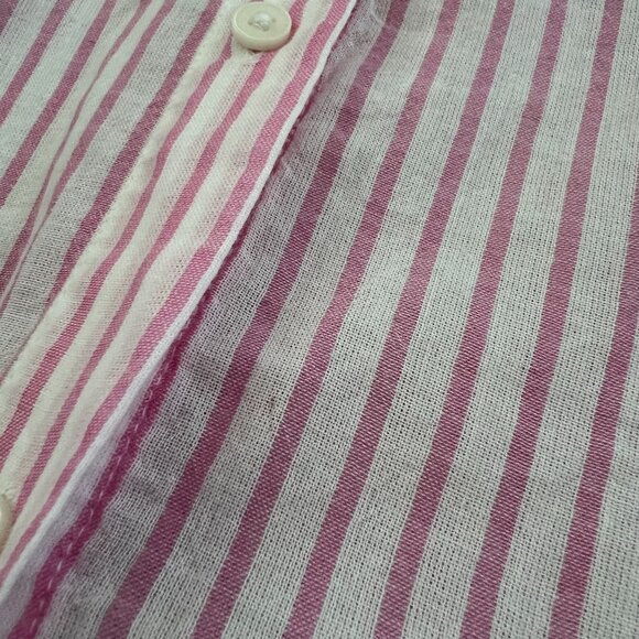 Zara White Pink Cotton Stripe Long Sleeve Button Up Sheer Oversize Blouse Top S - Picture 8 of 11